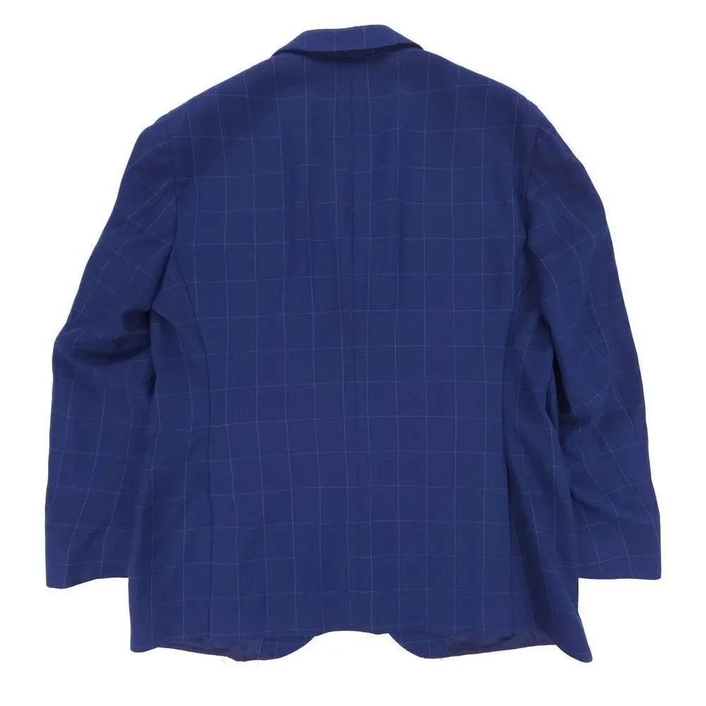 NEW Lubiam 100% Wool Blazer Sport Coat Navy Windowpane Old Money Quiet Luxury